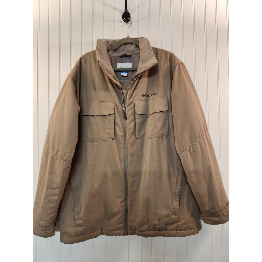 Columbia Men Tan Omni-Shield Fleece Lined Insulated Thick Jacket Size L Outdoor
